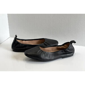 Cole Haan York Women's Black Soft Leather Ruched Ballet Flats Shoes Size 9.5 B